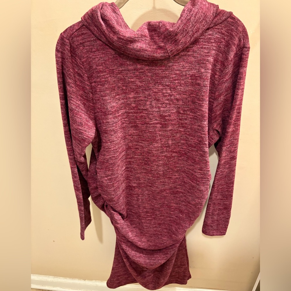 HELLO MIZ Women's Sweater Knit Maternity Dress Cowl Neck Long Sleeve Burgundy L - Picture 11 of 12